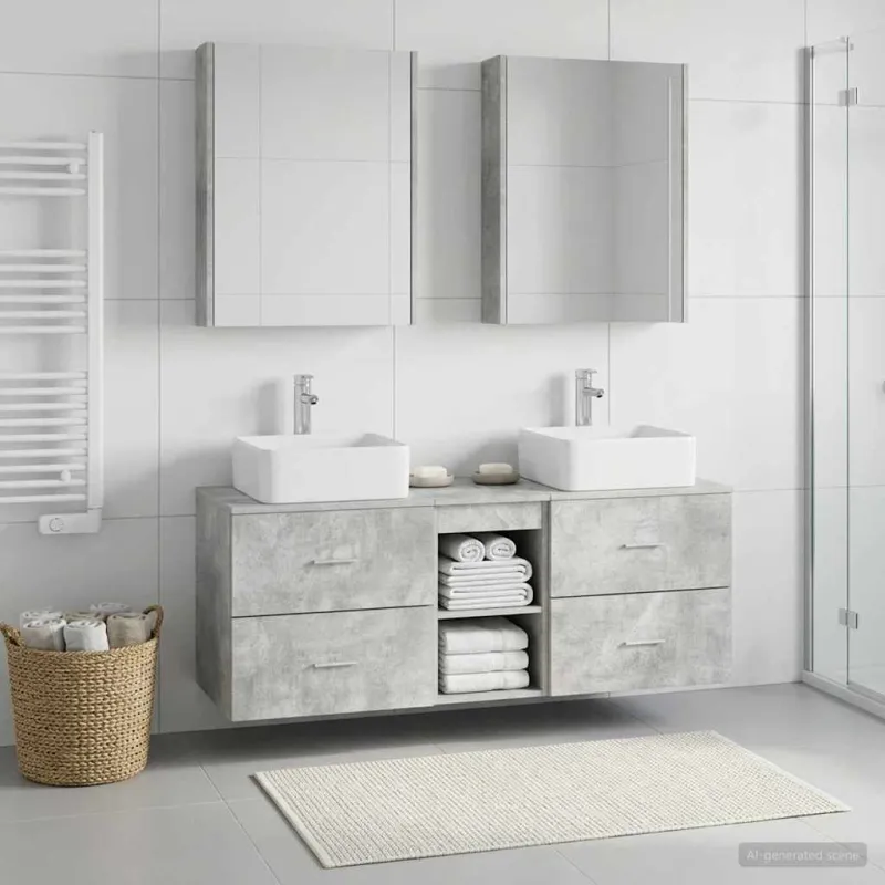 Vonios baldų rinkinys 5 pcs Betono pilka