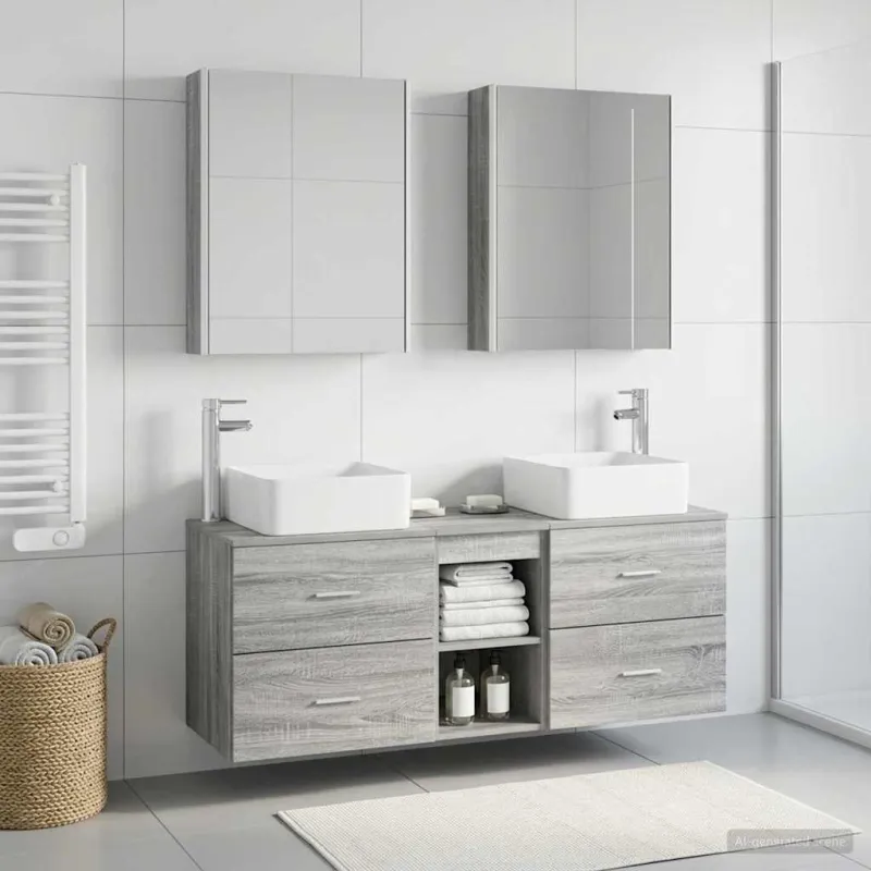 Vonios baldų rinkinys 5 pcs Pilka Sonoma