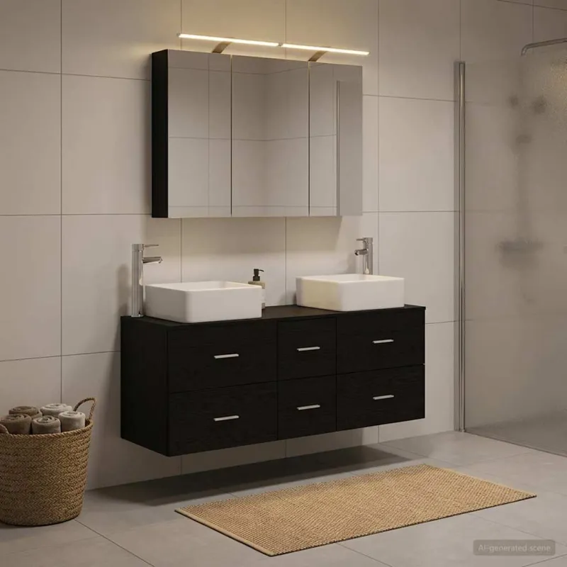Vonios baldų rinkinys 4 pcs Juodojo ąžuolo
