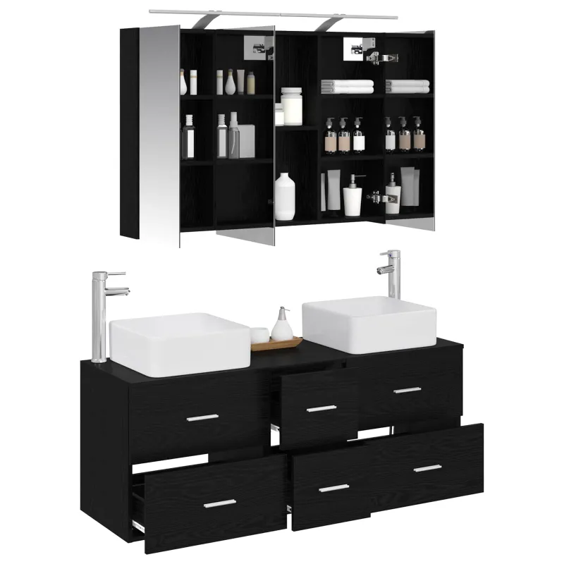Vonios baldų rinkinys 4 pcs Juodojo ąžuolo