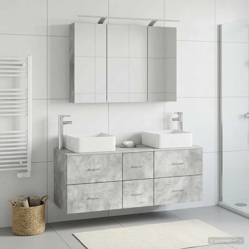 Vonios baldų rinkinys 4 pcs Betono pilka