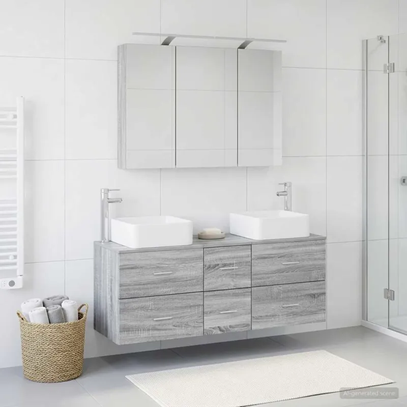 Vonios baldų rinkinys 4 pcs Pilka Sonoma