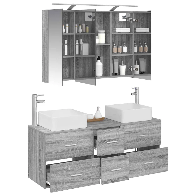Vonios baldų rinkinys 4 pcs Pilka Sonoma