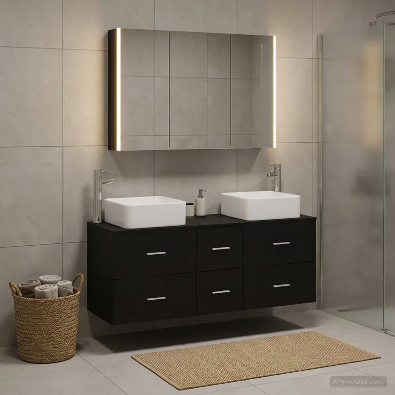 Vonios baldų rinkinys 4 pcs Juodojo ąžuolo