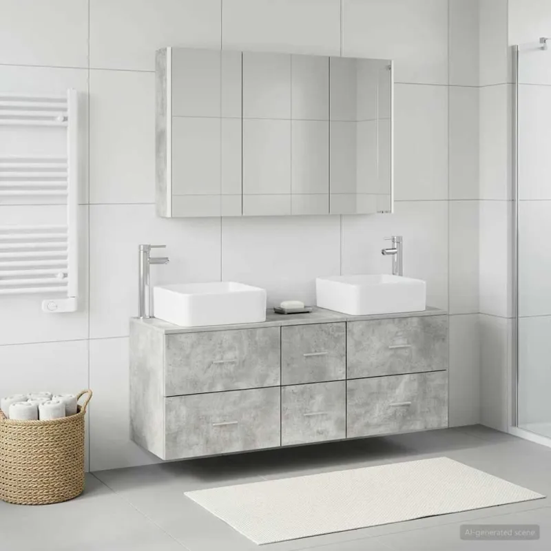 Vonios baldų rinkinys 4 pcs Betono pilka