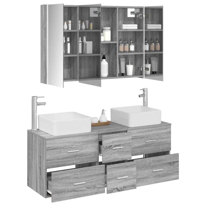 Vonios baldų rinkinys 4 pcs Pilka Sonoma