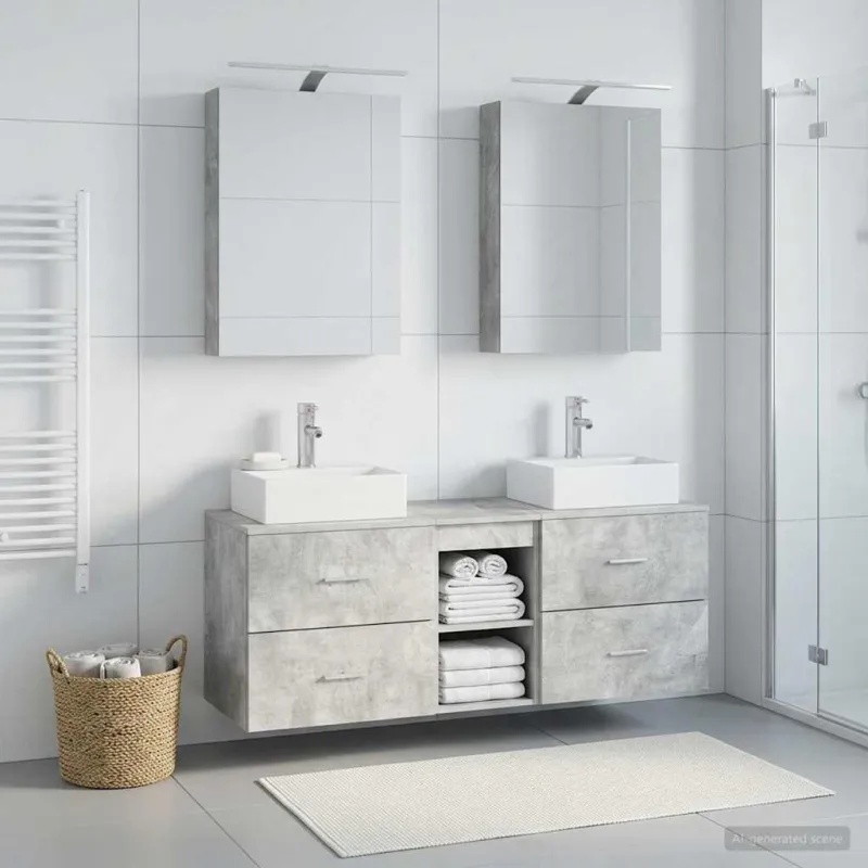 Vonios baldų rinkinys 5 pcs Betono pilka