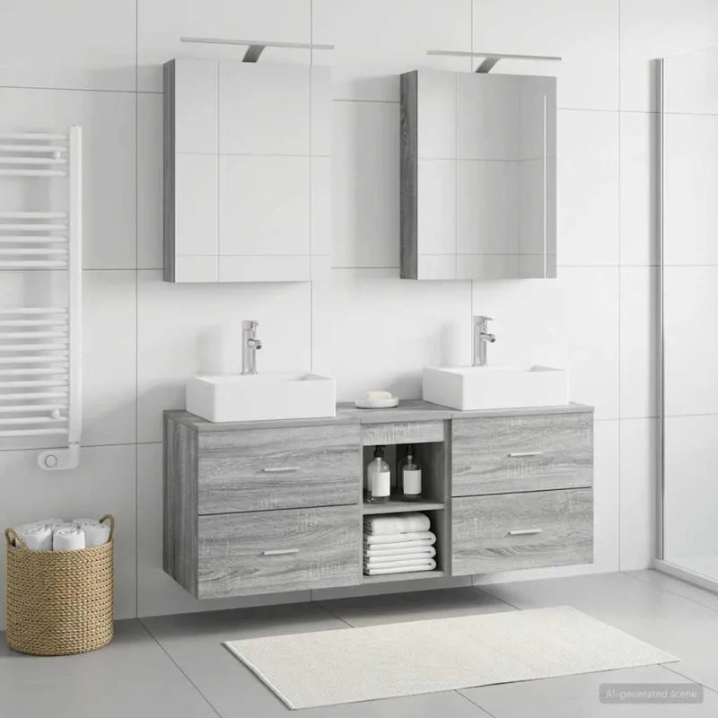 Vonios baldų rinkinys 5 pcs Pilka Sonoma