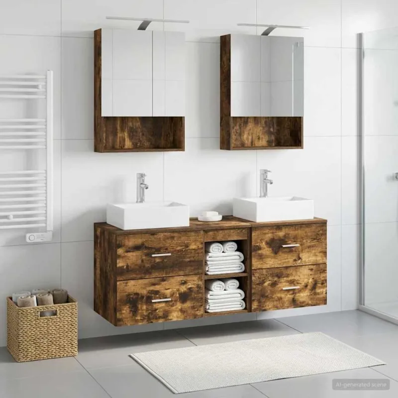 Vonios baldų rinkinys 5 pcs Dūminio ąžuolo
