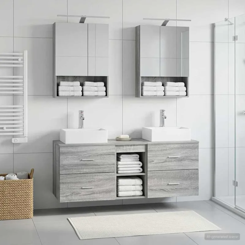 Vonios baldų rinkinys 5 pcs Pilka Sonoma