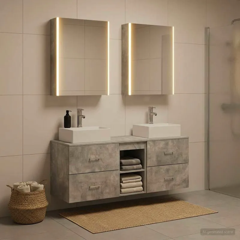 Vonios baldų rinkinys 5 pcs Betono pilka