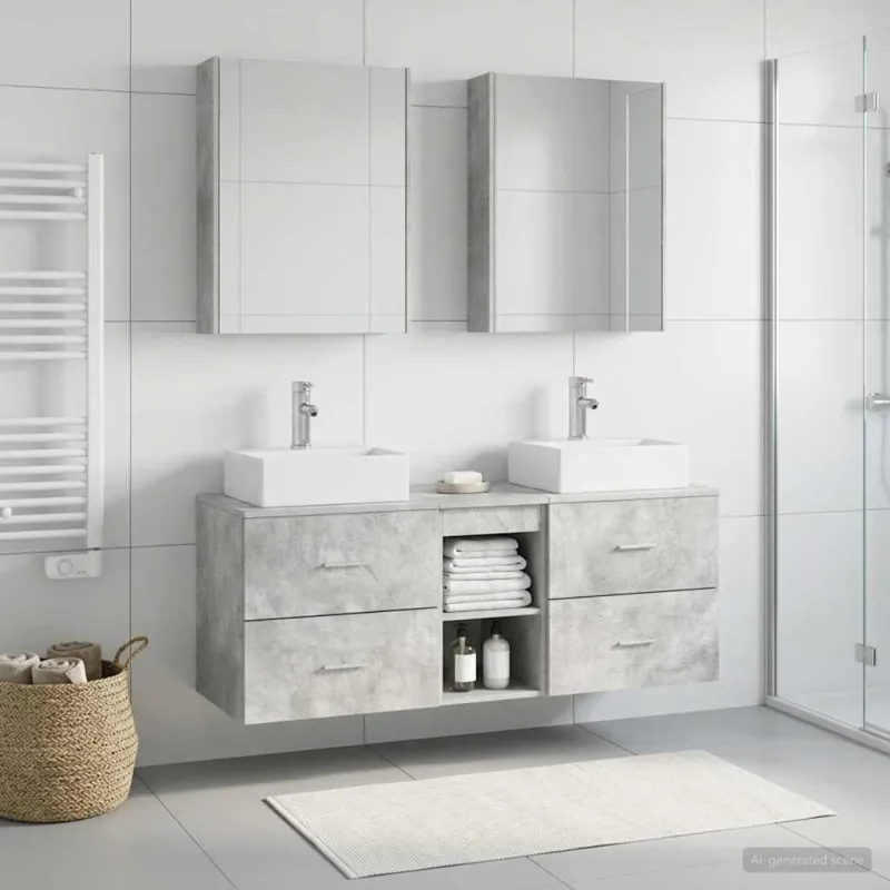 Vonios baldų rinkinys 5 pcs Betono pilka