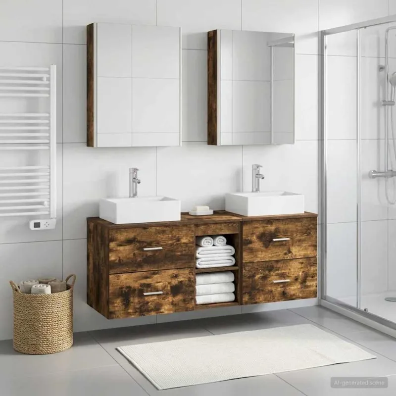 Vonios baldų rinkinys 5 pcs Dūminio ąžuolo