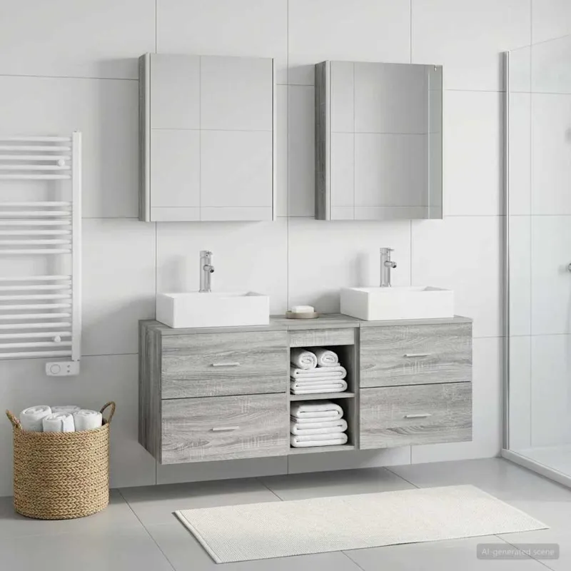 Vonios baldų rinkinys 5 pcs Pilka Sonoma