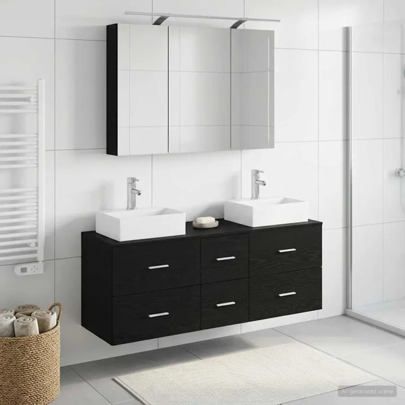Vonios baldų rinkinys 4 pcs Juodojo ąžuolo
