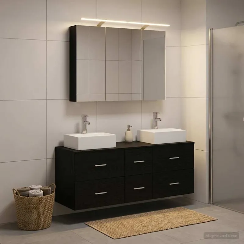 Vonios baldų rinkinys 4 pcs Juodojo ąžuolo