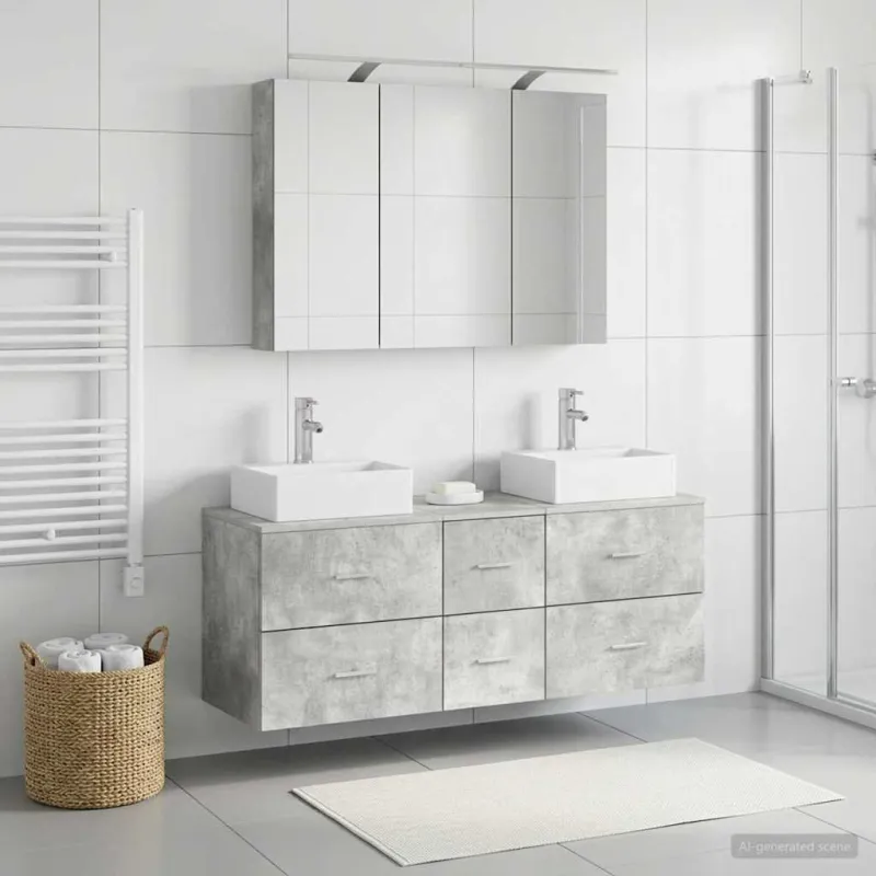 Vonios baldų rinkinys 4 pcs Betono pilka