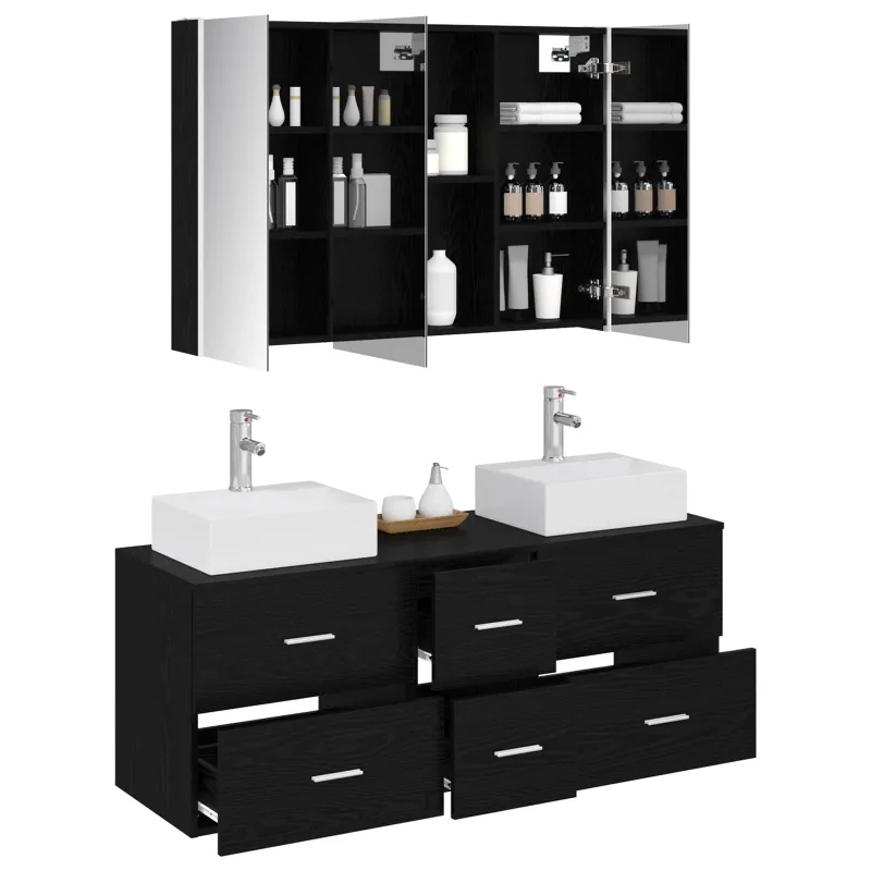 Vonios baldų rinkinys 4 pcs Juodojo ąžuolo