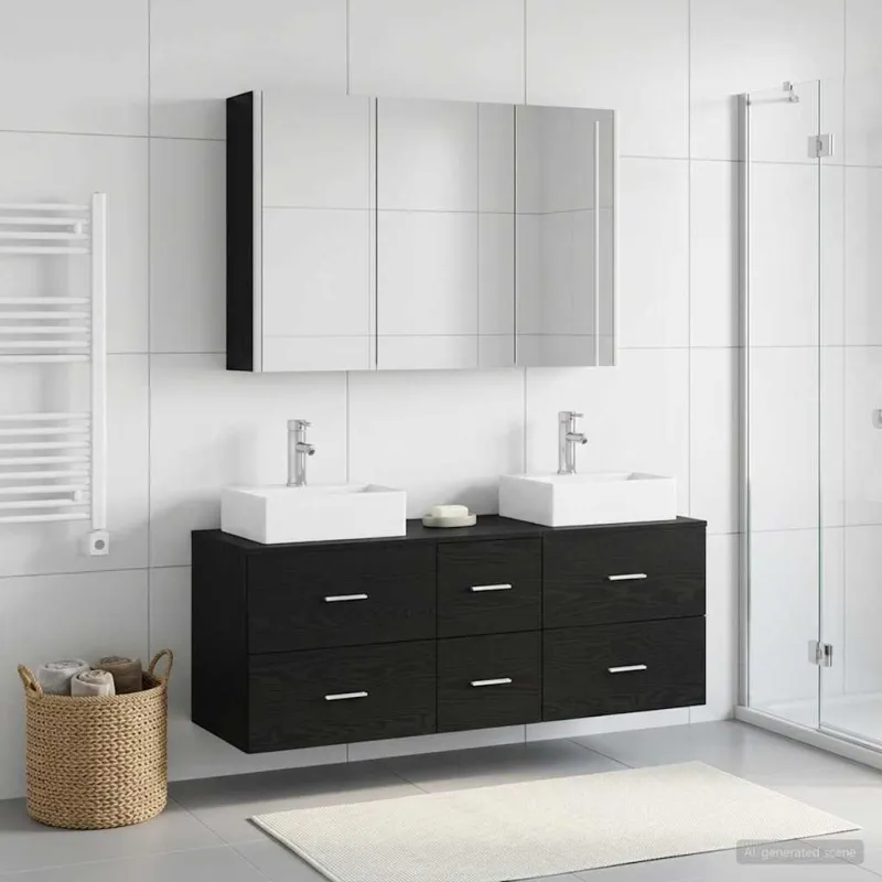 Vonios baldų rinkinys 4 pcs Juodojo ąžuolo