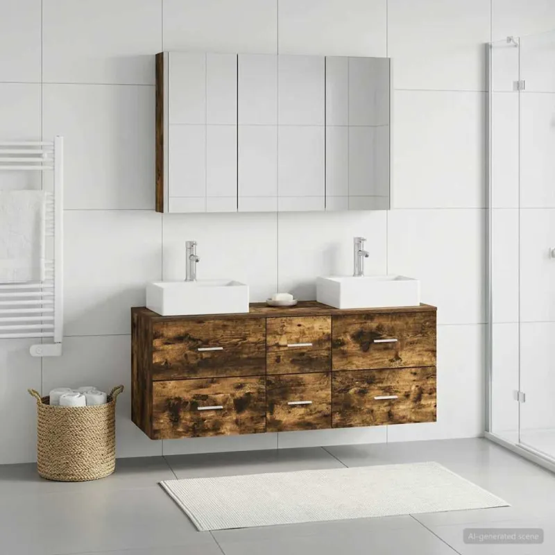 Vonios baldų rinkinys 4 pcs Dūminio ąžuolo