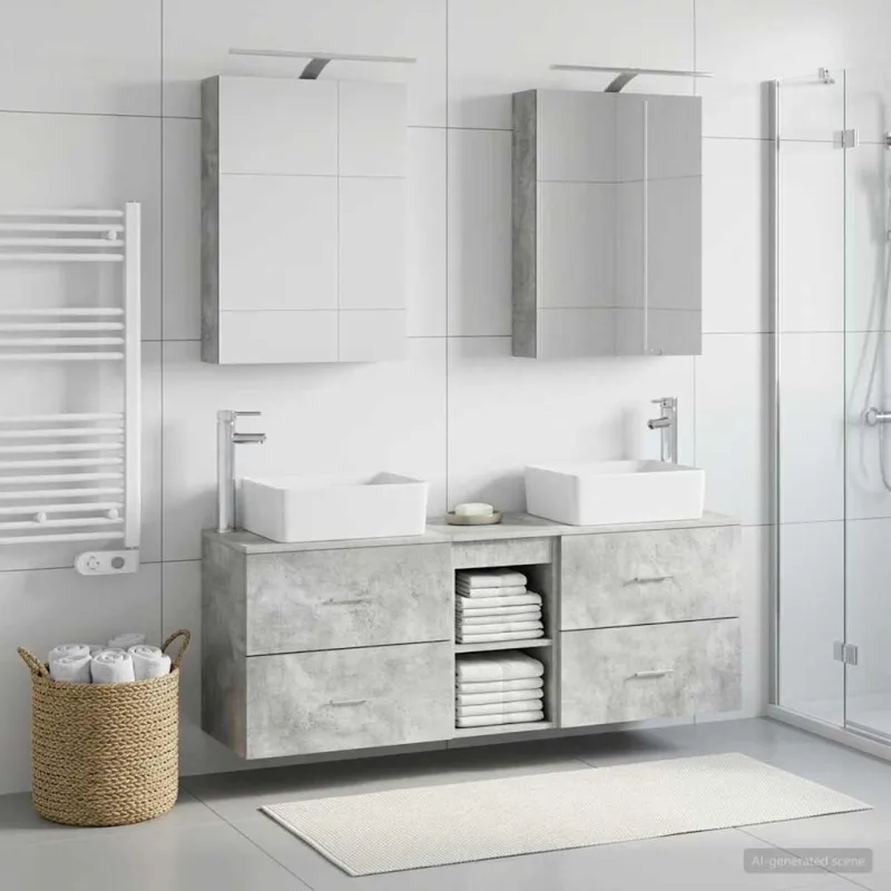 Vonios baldų rinkinys 5 pcs Betono pilka