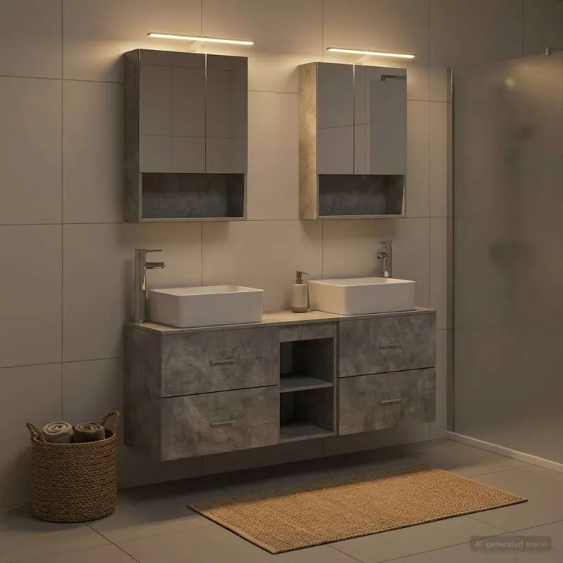 Vonios baldų rinkinys 5 pcs Betono pilka