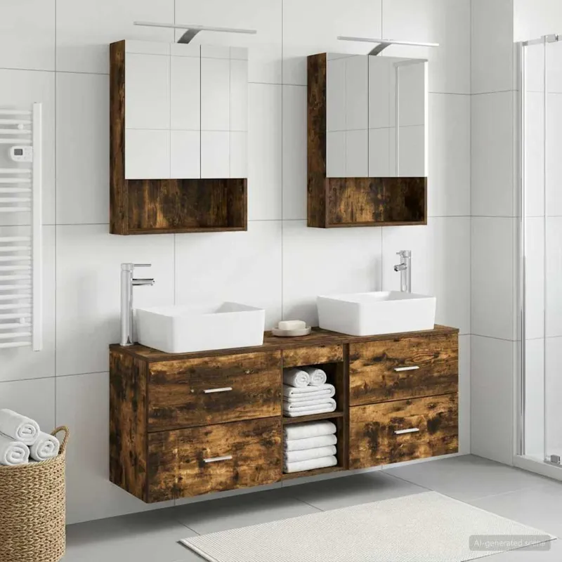 Vonios baldų rinkinys 5 pcs Dūminio ąžuolo