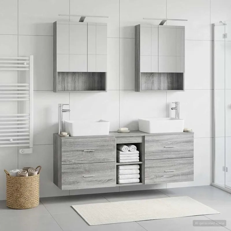 Vonios baldų rinkinys 5 pcs Pilka Sonoma