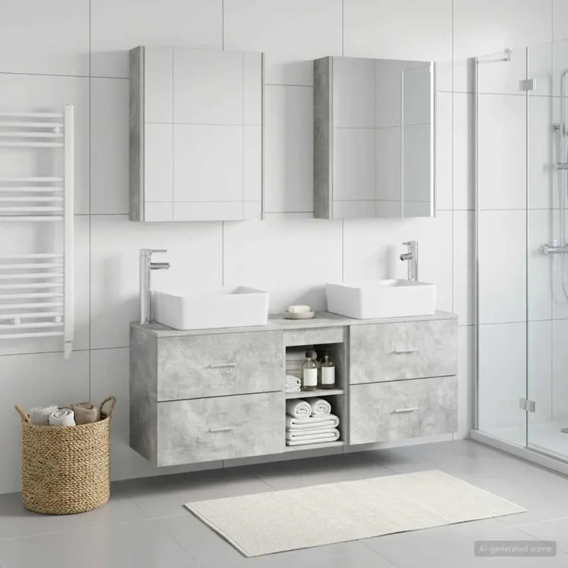 Vonios baldų rinkinys 5 pcs Betono pilka