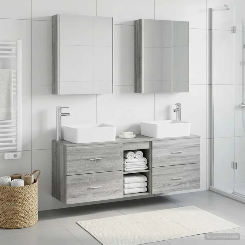 Vonios baldų rinkinys 5 pcs Pilka Sonoma