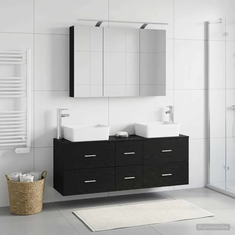 Vonios baldų rinkinys 4 pcs Juodojo ąžuolo