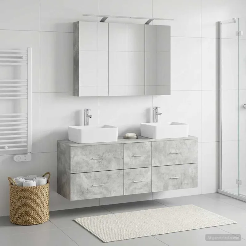 Vonios baldų rinkinys 4 pcs Betono pilka