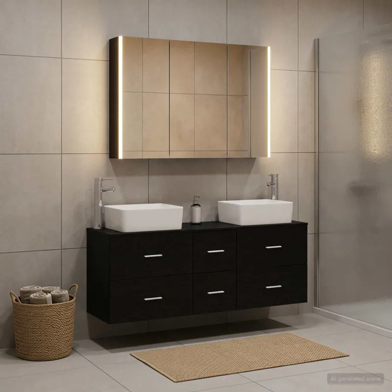 Vonios baldų rinkinys 4 pcs Juodojo ąžuolo