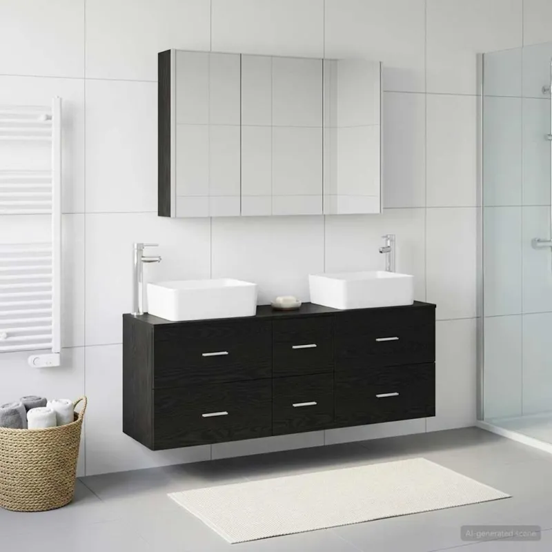 Vonios baldų rinkinys 4 pcs Juodojo ąžuolo