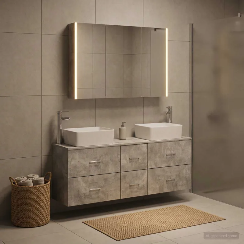 Vonios baldų rinkinys 4 pcs Betono pilka