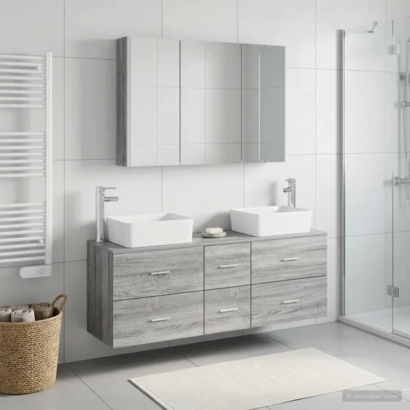 Vonios baldų rinkinys 4 pcs Pilka Sonoma