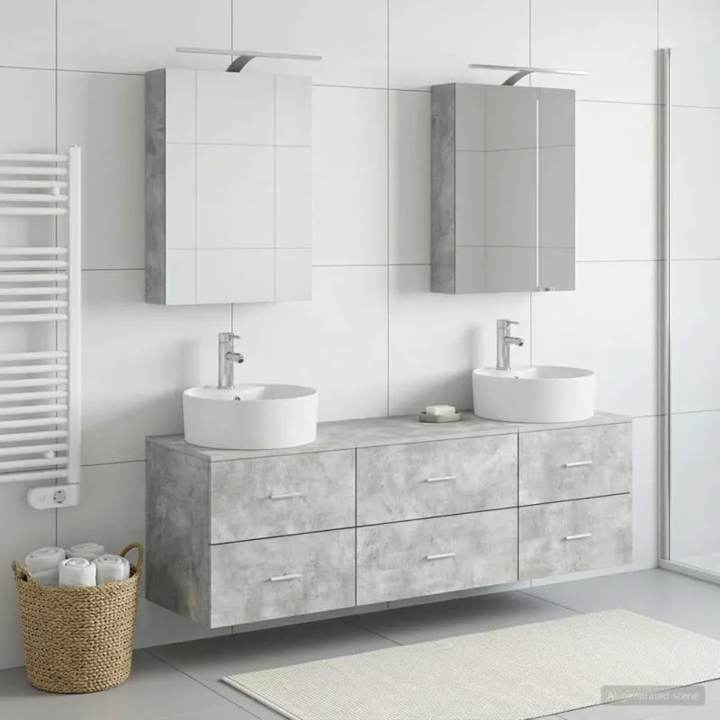Vonios baldų rinkinys 5 pcs Betono pilka