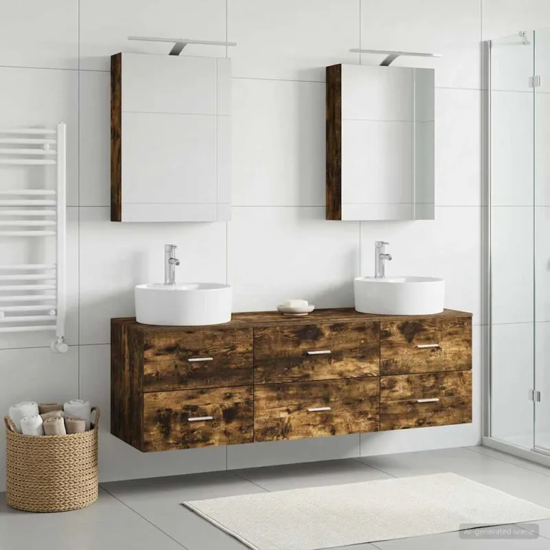 Vonios baldų rinkinys 5 pcs Dūminio ąžuolo