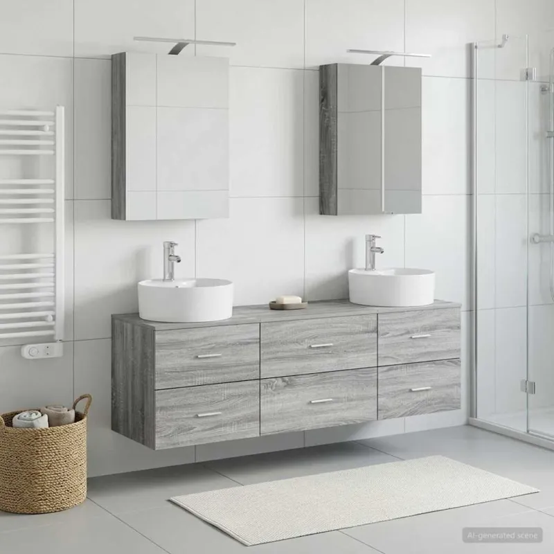 Vonios baldų rinkinys 5 pcs Pilka Sonoma