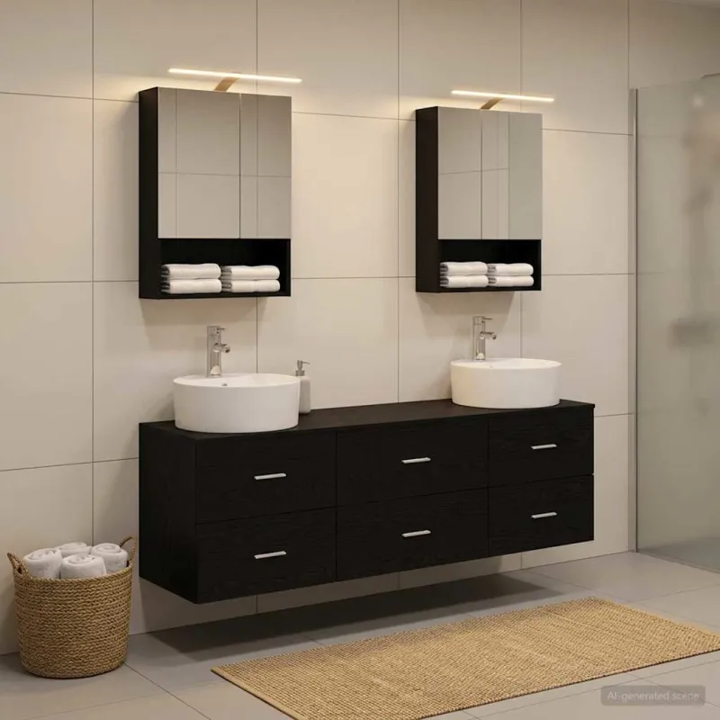 Vonios baldų rinkinys 5 pcs Juodojo ąžuolo