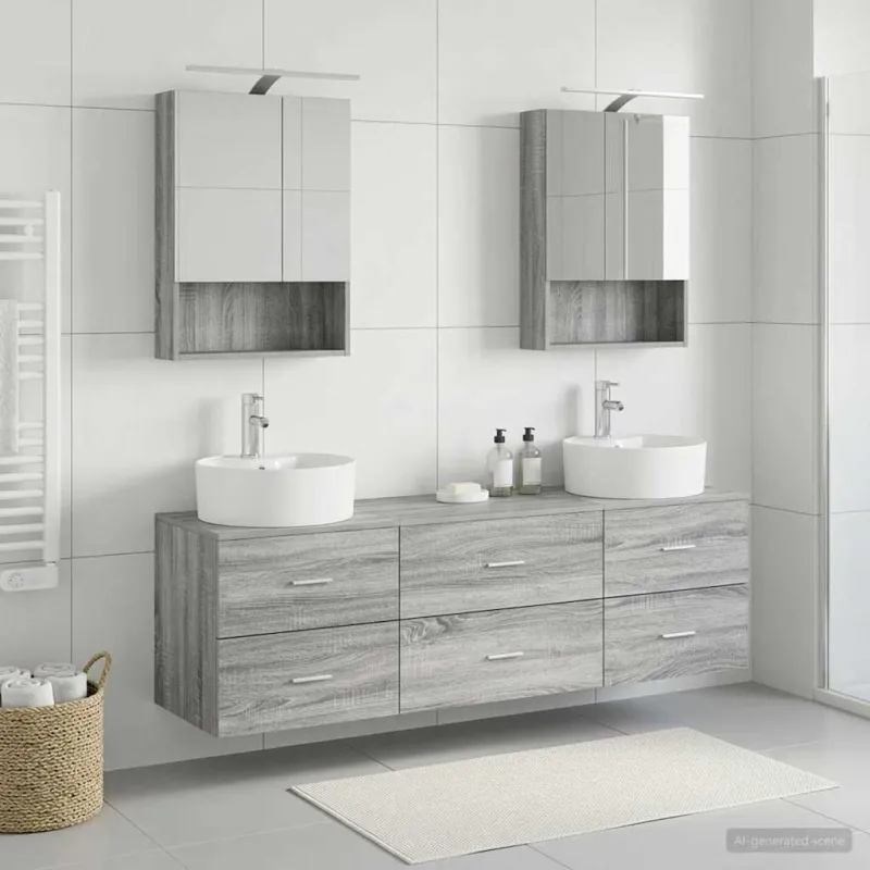 Vonios baldų rinkinys 5 pcs Pilka Sonoma