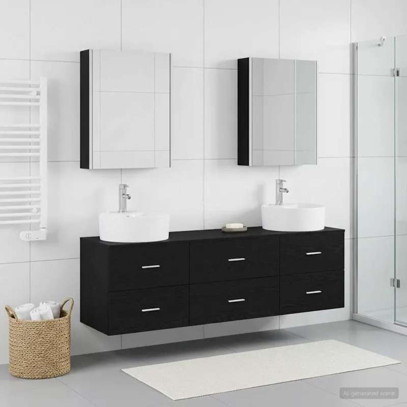 Vonios baldų rinkinys 5 pcs Juodojo ąžuolo