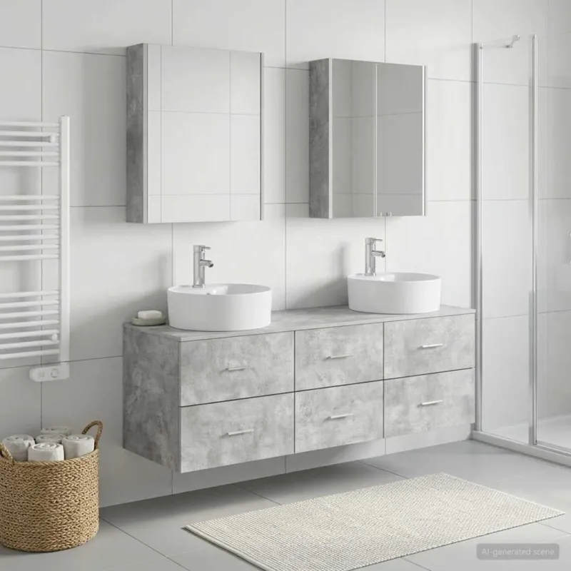Vonios baldų rinkinys 5 pcs Betono pilka