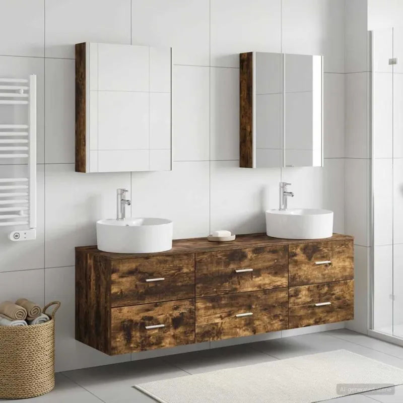 Vonios baldų rinkinys 5 pcs Dūminio ąžuolo