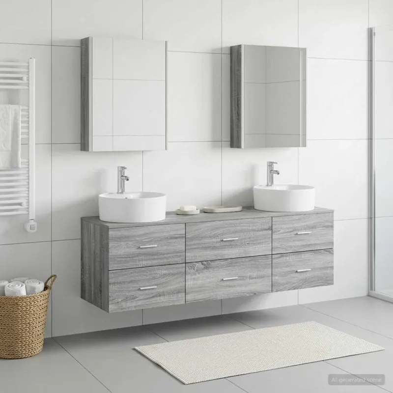 Vonios baldų rinkinys 5 pcs Pilka Sonoma