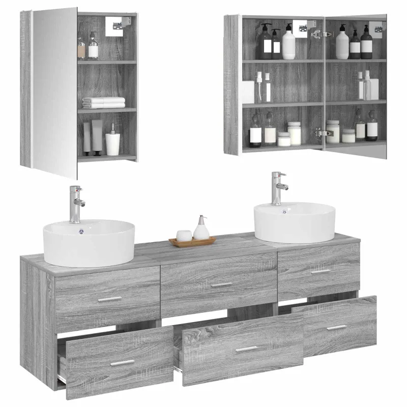 Vonios baldų rinkinys 5 pcs Pilka Sonoma