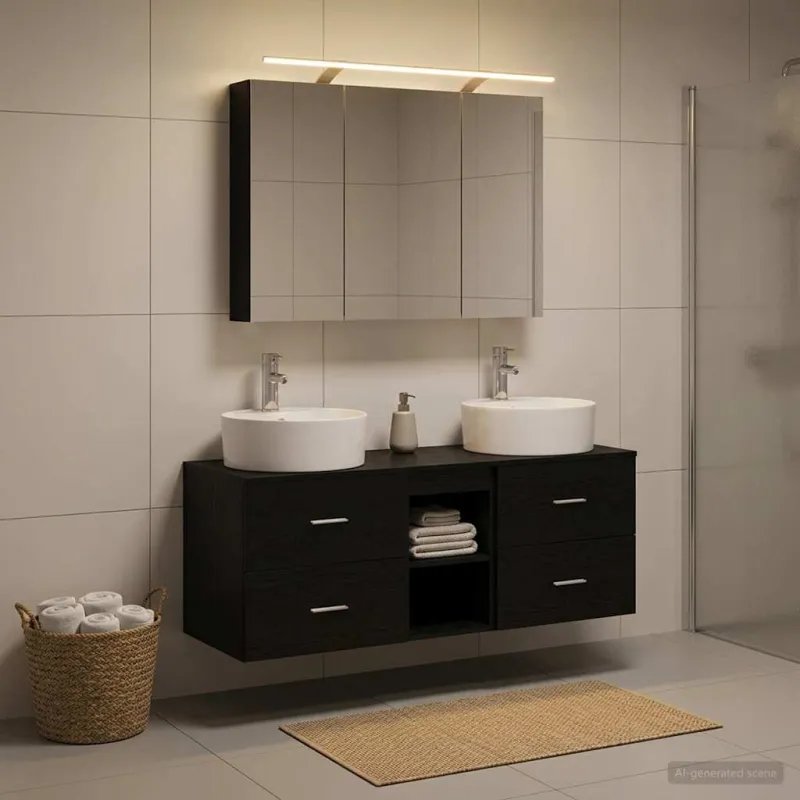 Vonios baldų rinkinys 4 pcs Juodojo ąžuolo