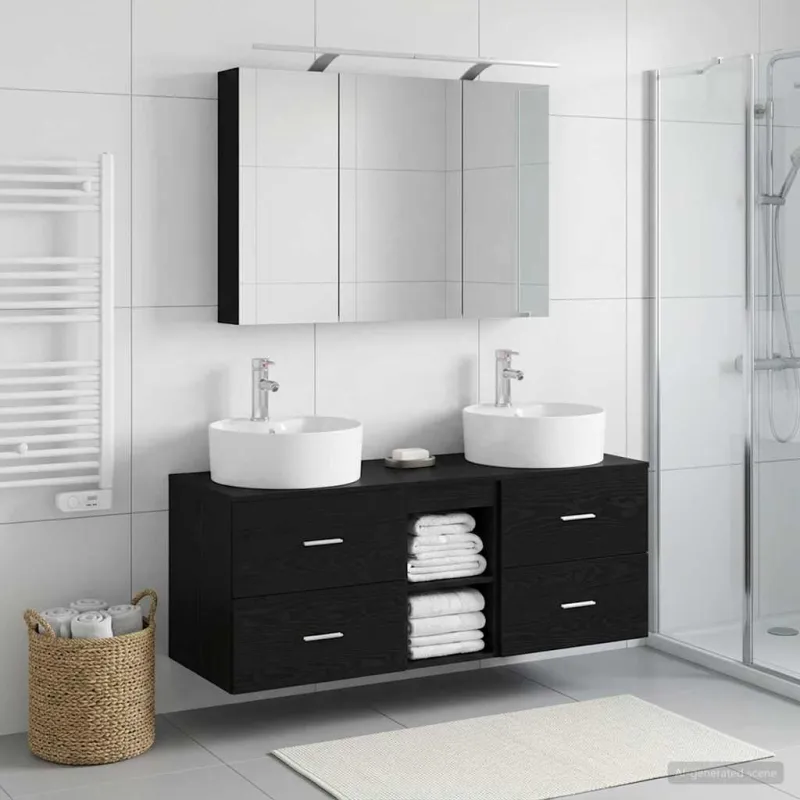 Vonios baldų rinkinys 4 pcs Juodojo ąžuolo