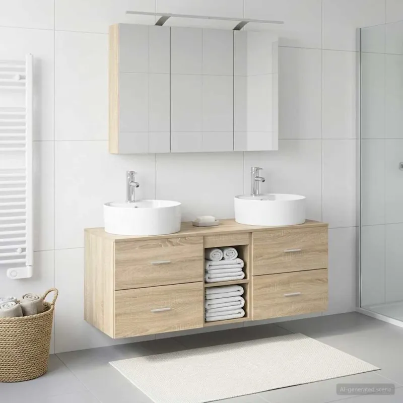 Vonios baldų rinkinys 4 pcs Sonoma ąžuolas
