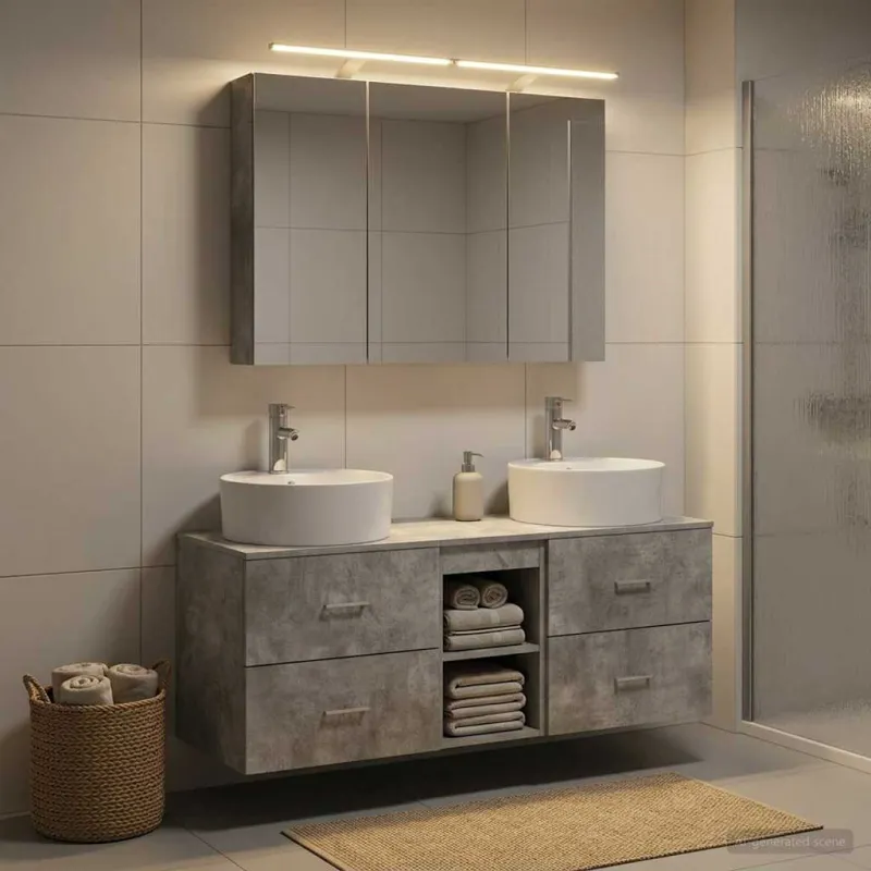 Vonios baldų rinkinys 4 pcs Betono pilka
